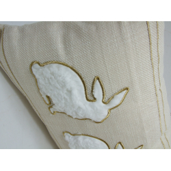 Poduszka dekoracyjna Zajączki 48x28cm Beżowa